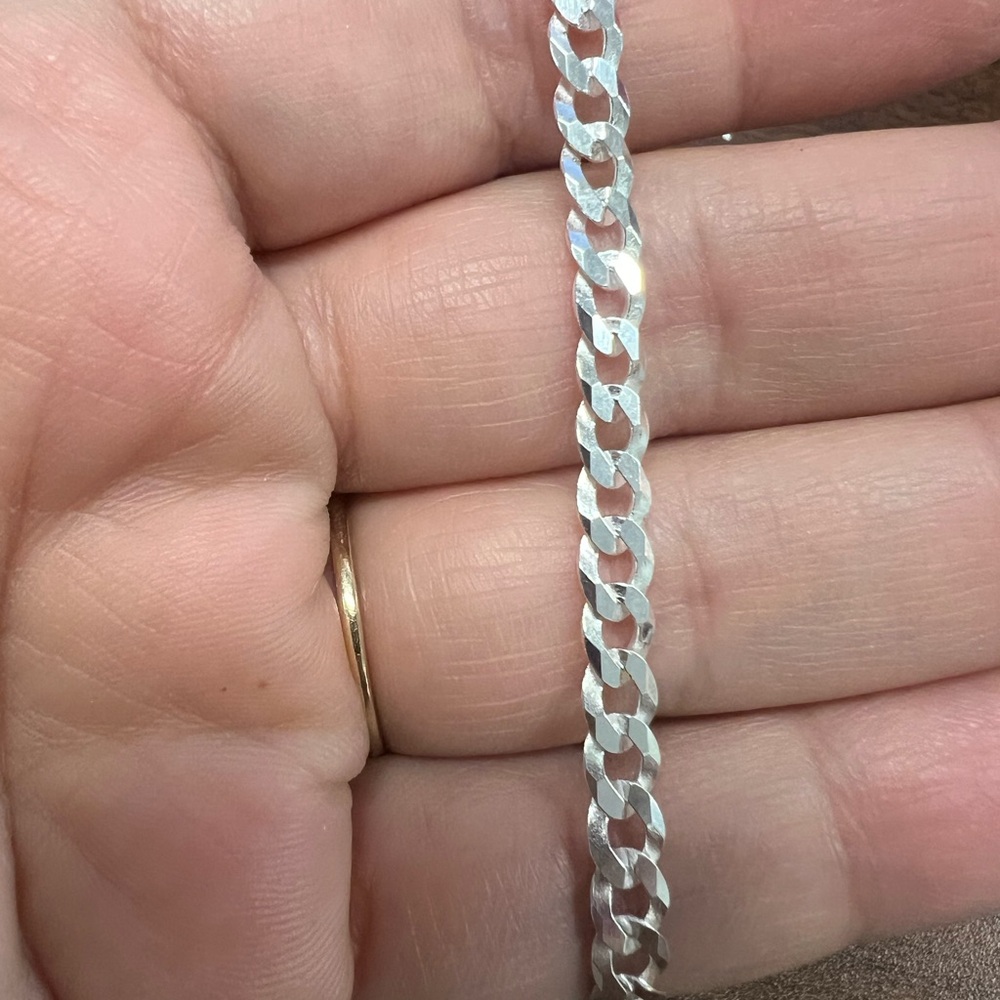 Cuban link sterling silver 925 bracelet unisex - Picture 4 of 5